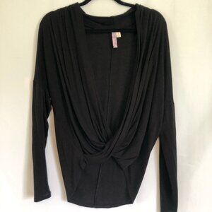Black LS with plunging neckline